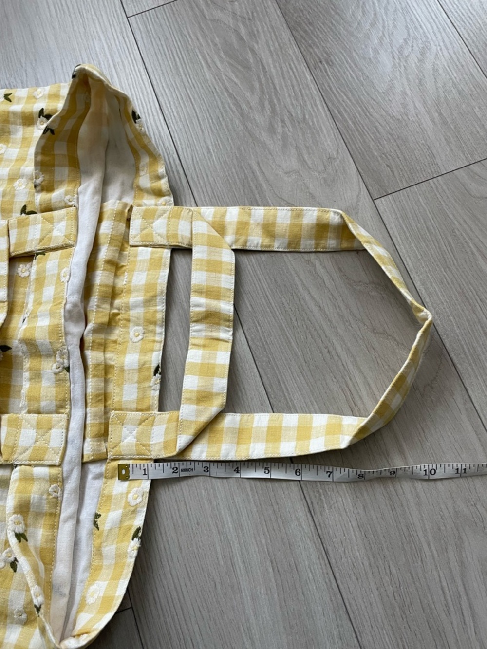 Sézane Big Totebag Straw Yellow Embroidered Daisies, Linen, NWT - Picture 12 of 15